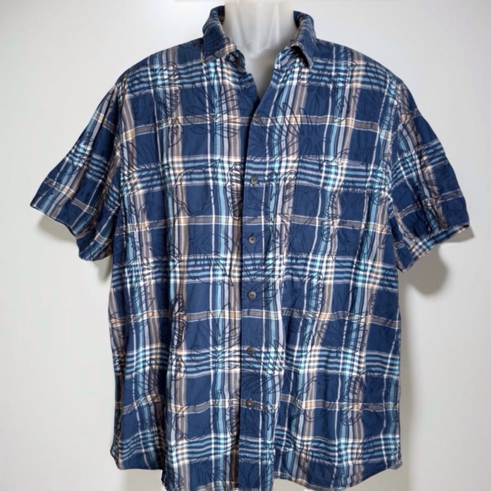Tommy Bahama Tropical Blue Embroidered Relax Fit Short Sleeve Shirt XL